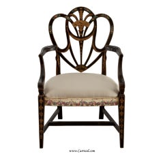 EJ VICTOR Hand-Painted Heartback Antique Black Accent Chair