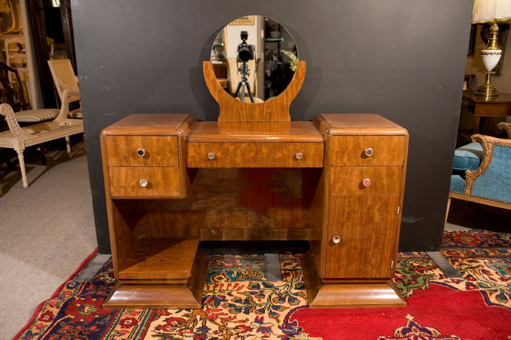 Antique Rosewood Art Deco Vanity Desk from France 1930s In Excellent Condition In North York, ON