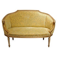 Vintage French Louis XVI Carved Gold Settee Love seat