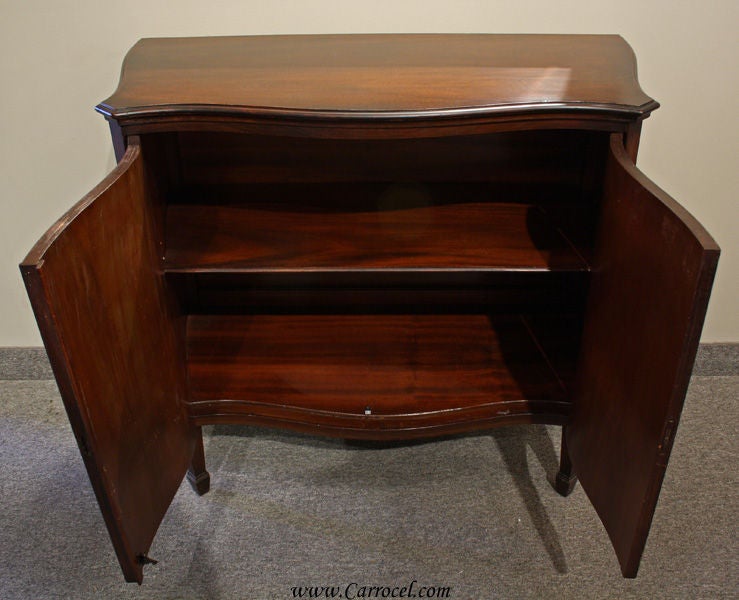 Antique Mahogany Inlaid Console Server Cabinet 1920s