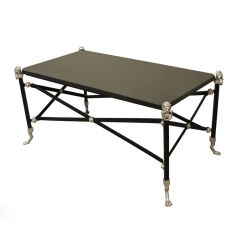 Black Neoclassic Coffee Table With Silver Accents