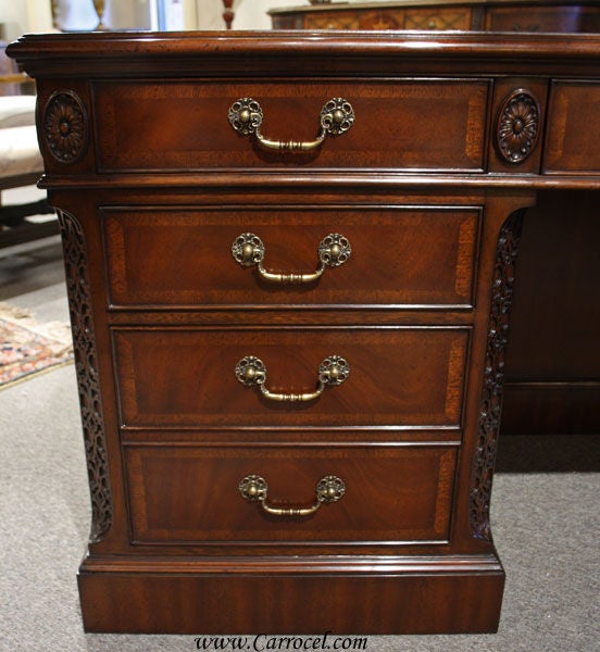 American Executive Leather Top Solid Mahogany Office Desk