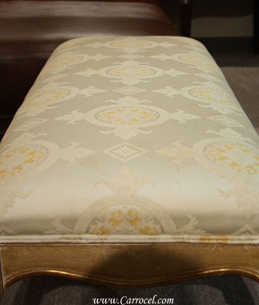 Contemporary French Provincial Antiqued Cream Gold Bench