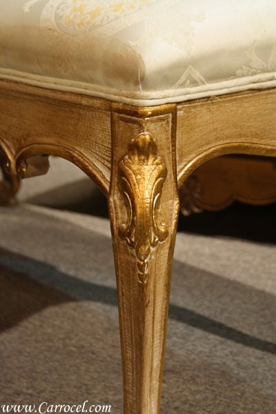 French Provincial Antiqued Cream Gold Bench 1