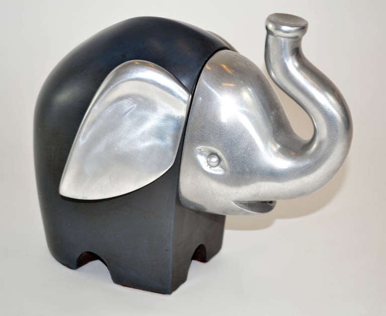 Modern Italian Pottery and Aluminum Elephant Sculpture after Tasca