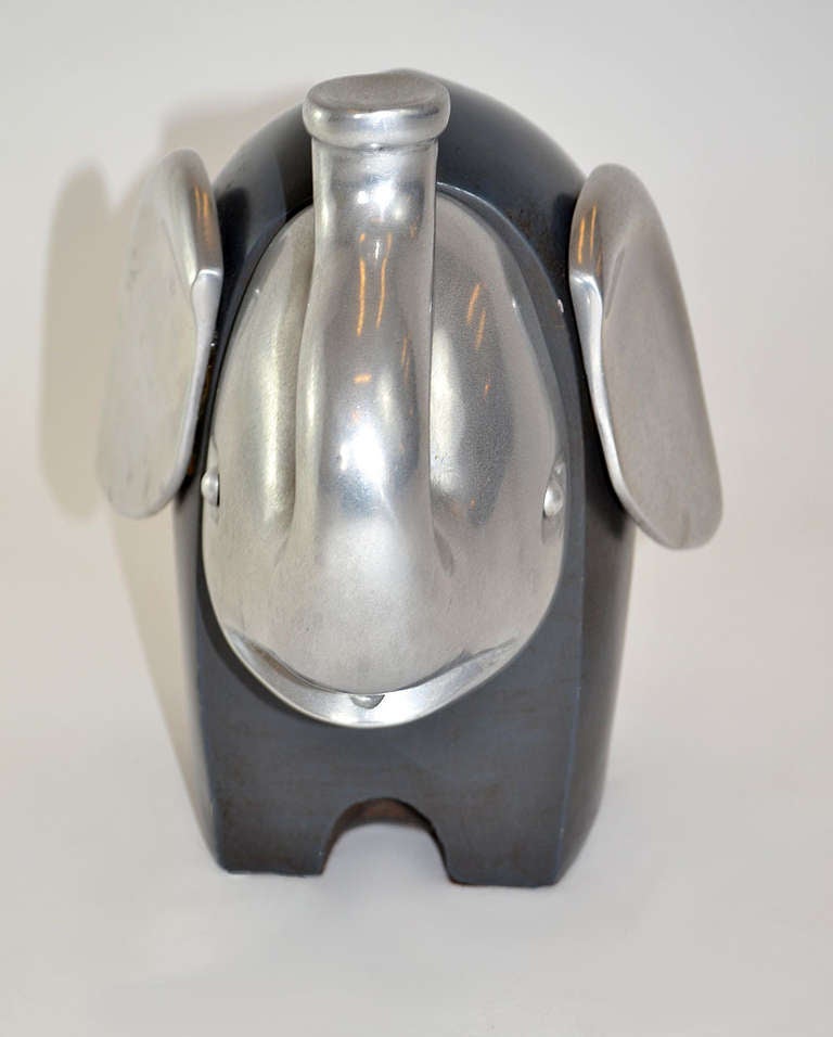 Late 20th Century Italian Pottery and Aluminum Elephant Sculpture after Tasca