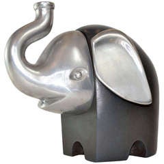 Italian Pottery and Aluminum Elephant Sculpture after Tasca