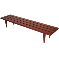 Long Danish Teak Slat Bench