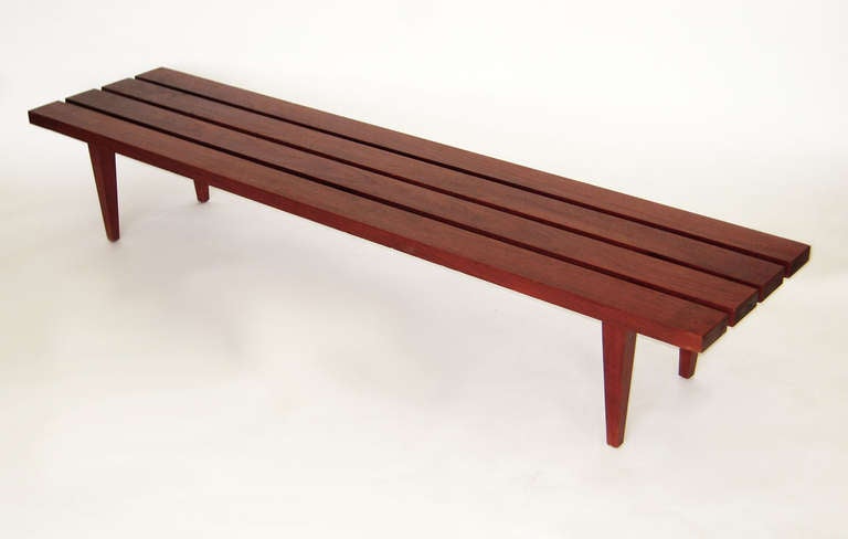 Long Danish Teak Slat Bench