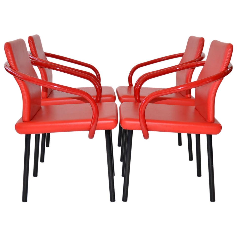 Set of Four Mandarin Chairs by Ettore Sottsass for Knoll