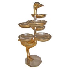 Sculptural Rotating Italian Brass Confection Server