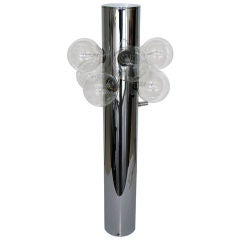 Sleek Tall Chrome Column Light Fixture by Reggiani