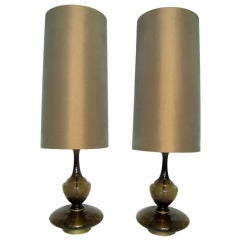 Vintage Towering Pair of Glass Table Lamps