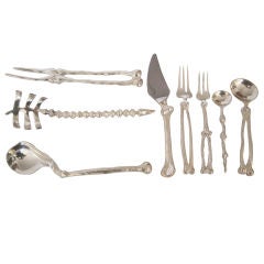 Used Silver-Plate Skeletal System "Bone" Flatware by Michael Aram,