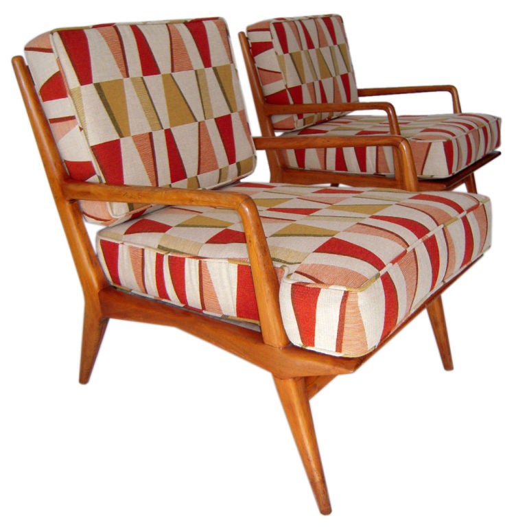 Fabulous Pair of Italian Lounge Chairs by Carlo Di Carli