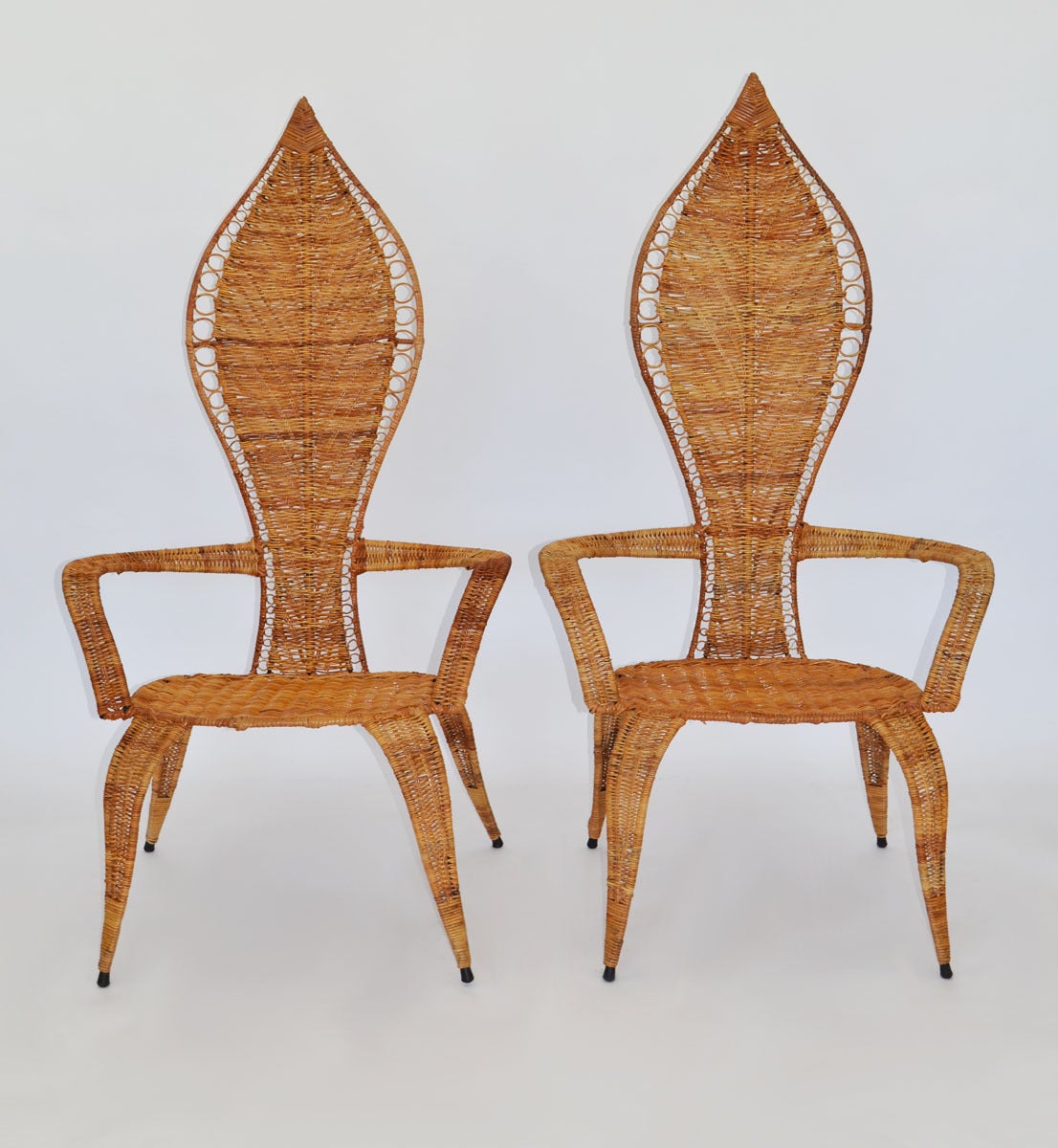Pair of Woven Rattan Armchairs by Miller Fong