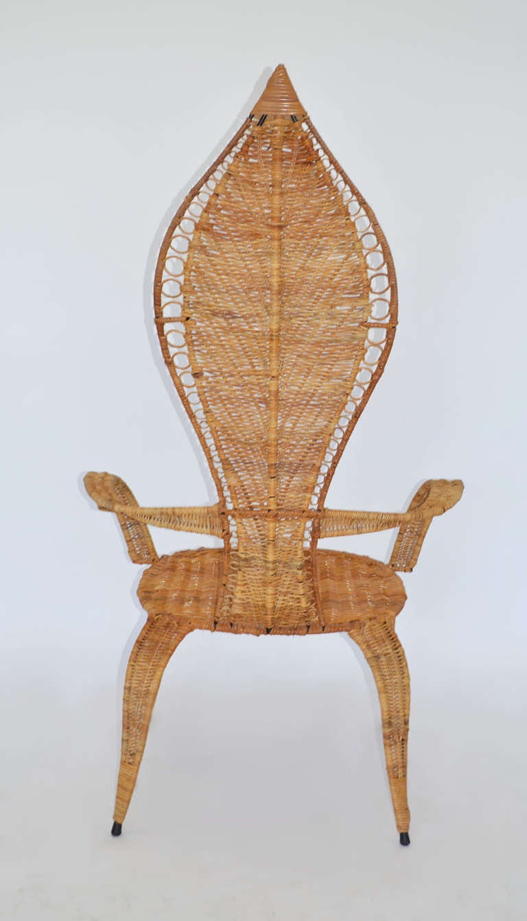 Pair of Woven Rattan Armchairs by Miller Fong In Good Condition In Ft Lauderdale, FL