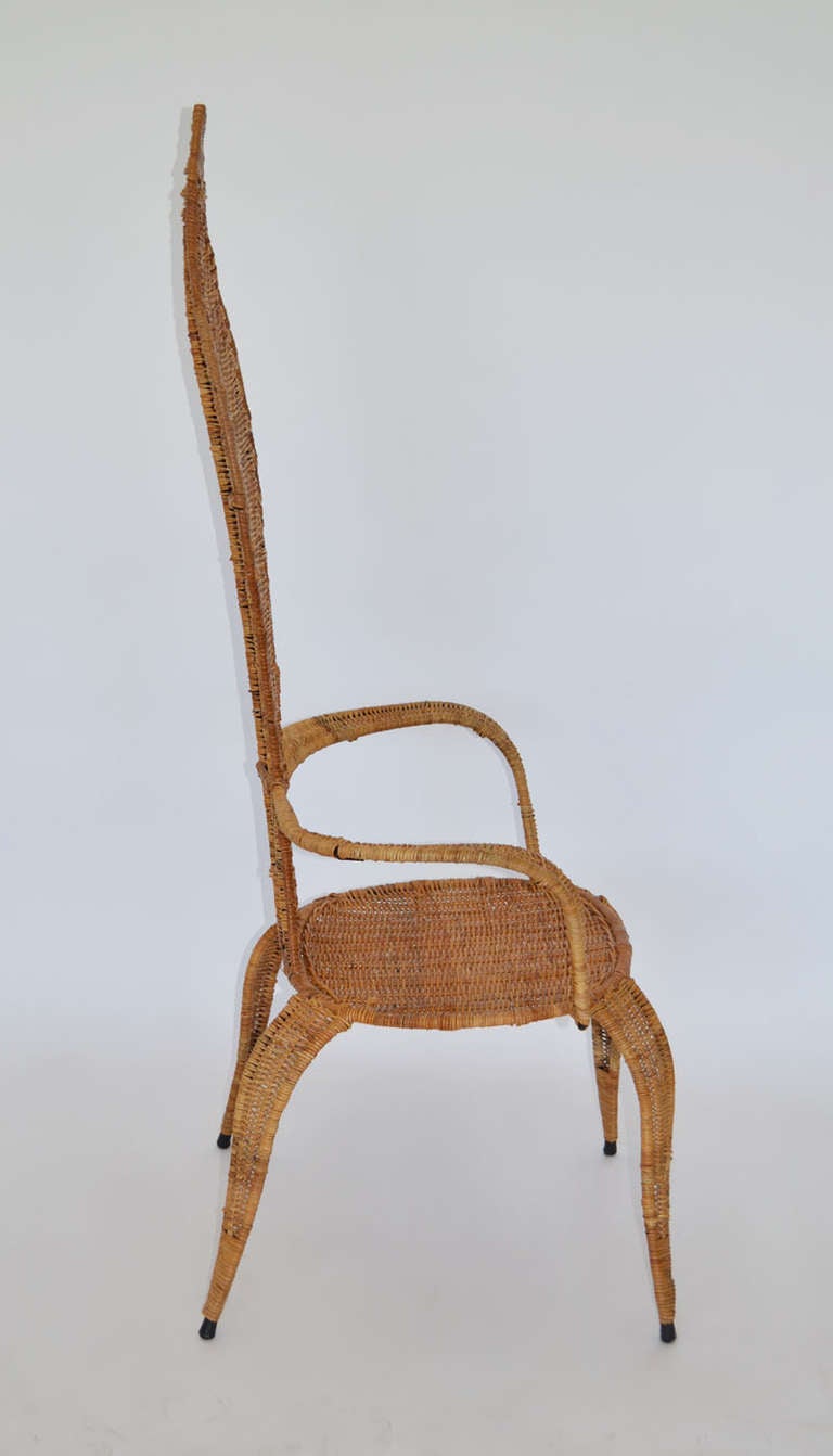Mid-20th Century Pair of Woven Rattan Armchairs by Miller Fong