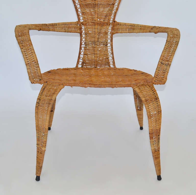 Pair of Woven Rattan Armchairs by Miller Fong 1