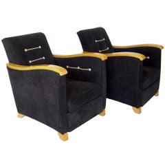 French Art Deco Club Chairs attributed to Rene Drouet