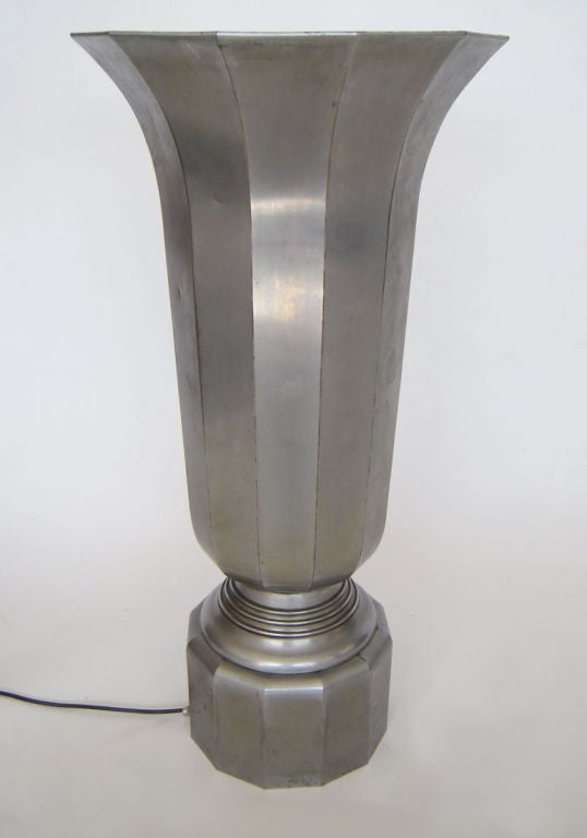 French Art Deco Urn Lamp on Tall Pedestal