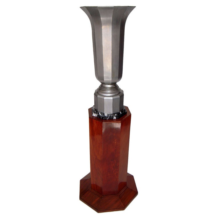 French Art Deco Urn Lamp on Tall Pedestal