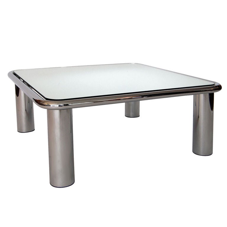 Chrome and Mirror Coffee Table Gianfranco Frattini for Cassina 1968