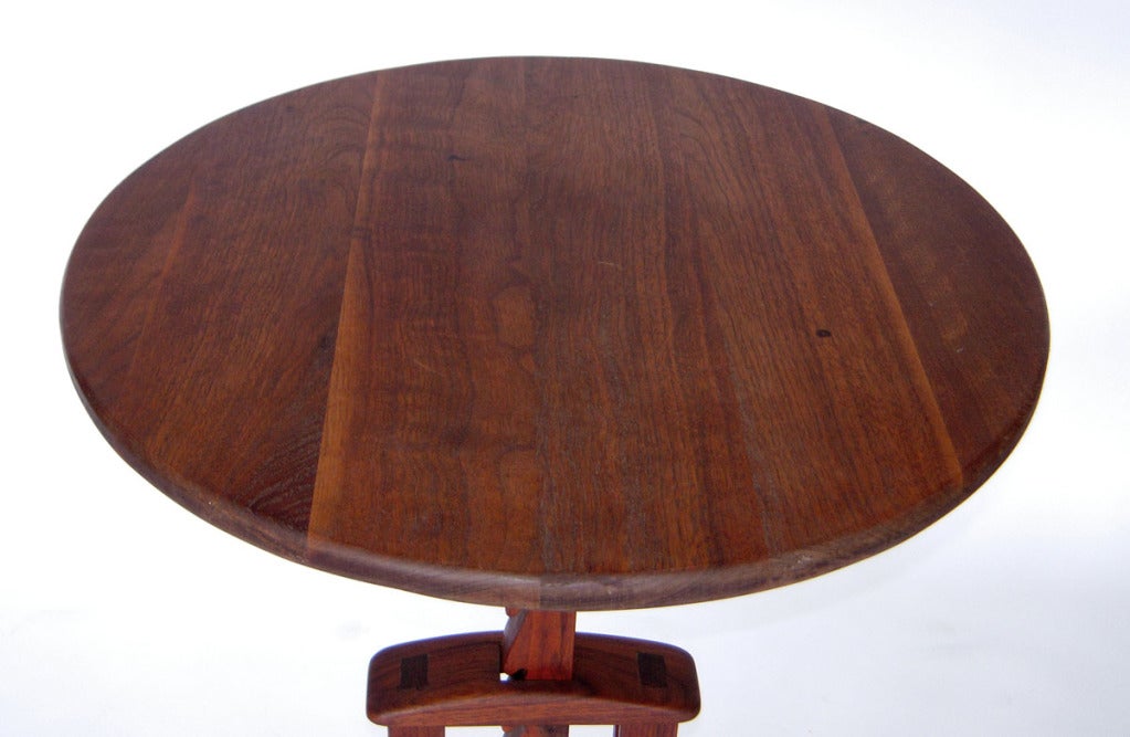 Studio Crafted Wooden Adjustable Pedestal or End Table In Good Condition In Ft Lauderdale, FL