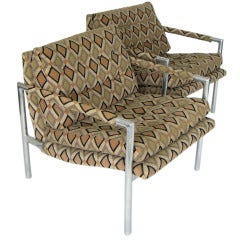 Pair of Polished Aluminum Lounge Chairs by Harvey Probber