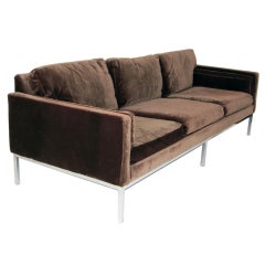 Sofa by Milo Baughman, On Chrome Legs with Velvet Upholstery Sofa by Milo Baughman, On Chrome Legs with Velvet Upholstery
