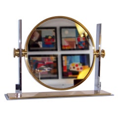 Vanity Mirror by Karl Springer, Gold and Chrome Plated Steel