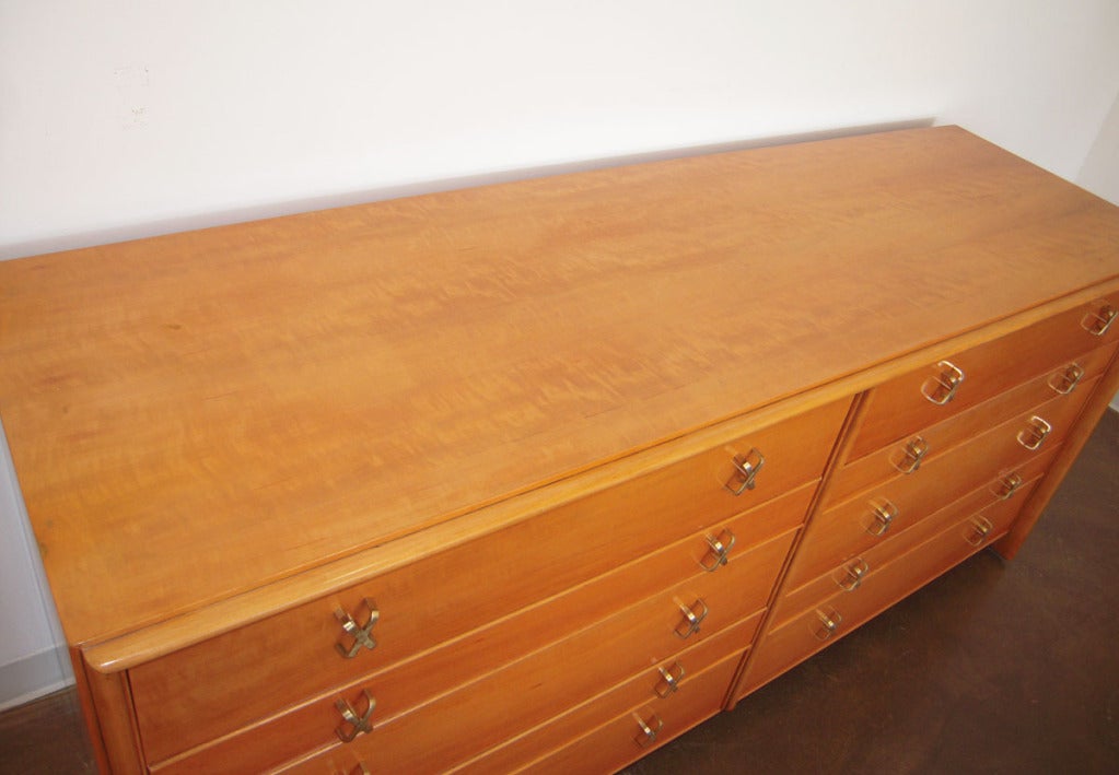 Brass Dresser or Chest of Drawers by Paul Frankl, 1950s Modern