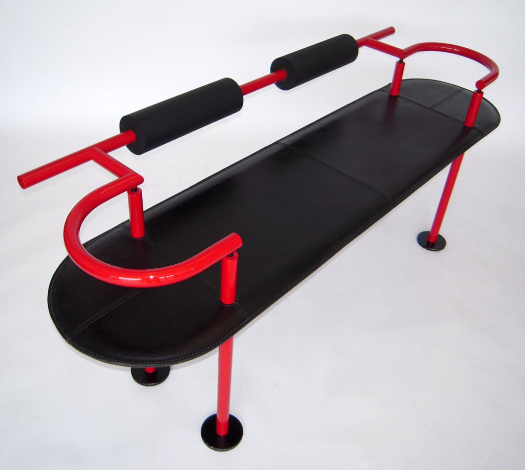 Post modern leather bench attributed to ettore sottsass at 1stdibs
