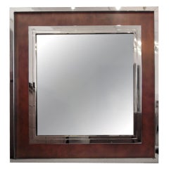 Monumental Stainless Steel & Copper Wall Mirror 8