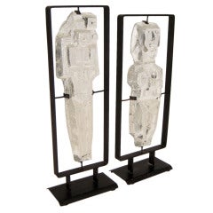 Vintage Pair of Large Glass & Iron Sculptures by Erik Höglund For Boda