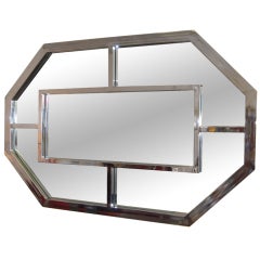 Large Stainless Steel Mirror Attributed to Milo Baughman 11