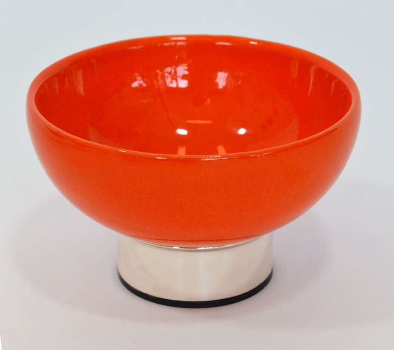 Modernist Sherbert Bowls in Ceramic and German Silver In Good Condition In Ft Lauderdale, FL