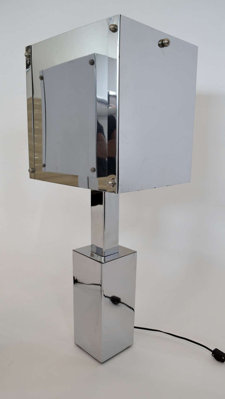 Pair of Modernist Chrome Table Lamps In Good Condition In Ft Lauderdale, FL