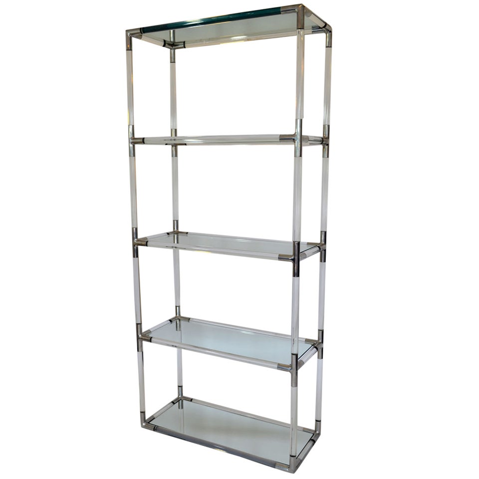 Etagere in Tubular Lucite and Aluminum by Charles Hollis Jones