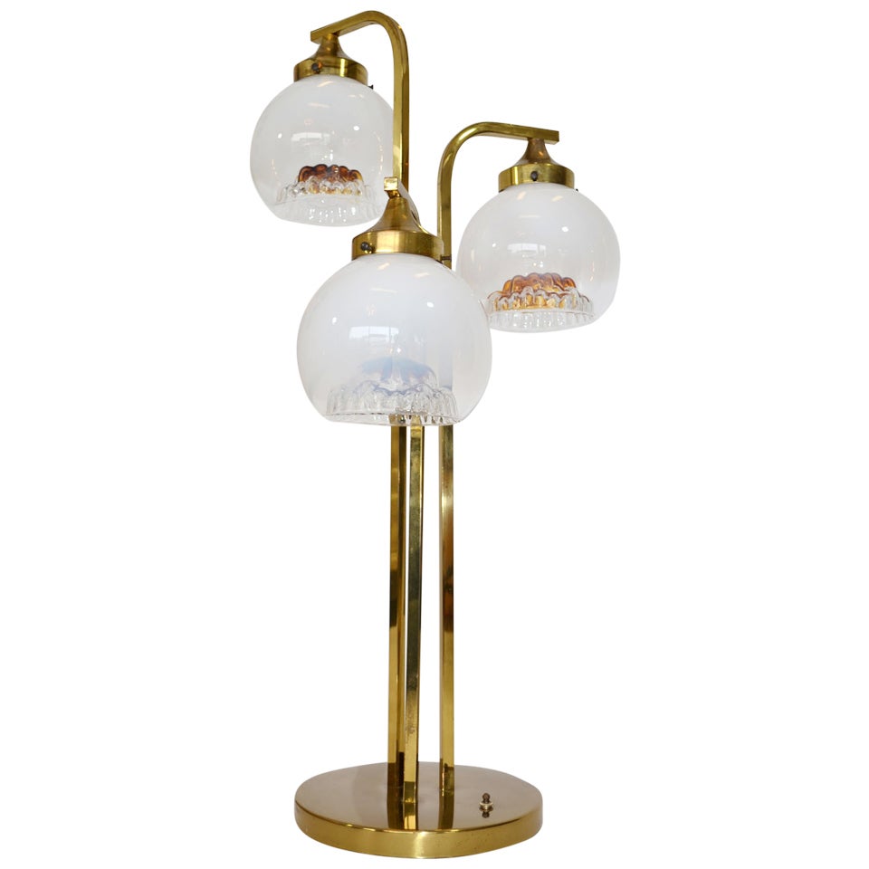 Italian Glass and Brass Table Lamp by A. V. Mazzega