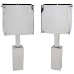 Pair of Modernist Chrome Table Lamps