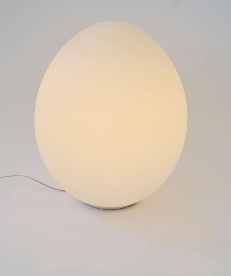 Pair Of Large Italian Glass Egg, Glass Egg Shaped Table Lamp