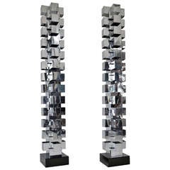 Pair of Towering Architectural Floor Lamps by C. Jeré