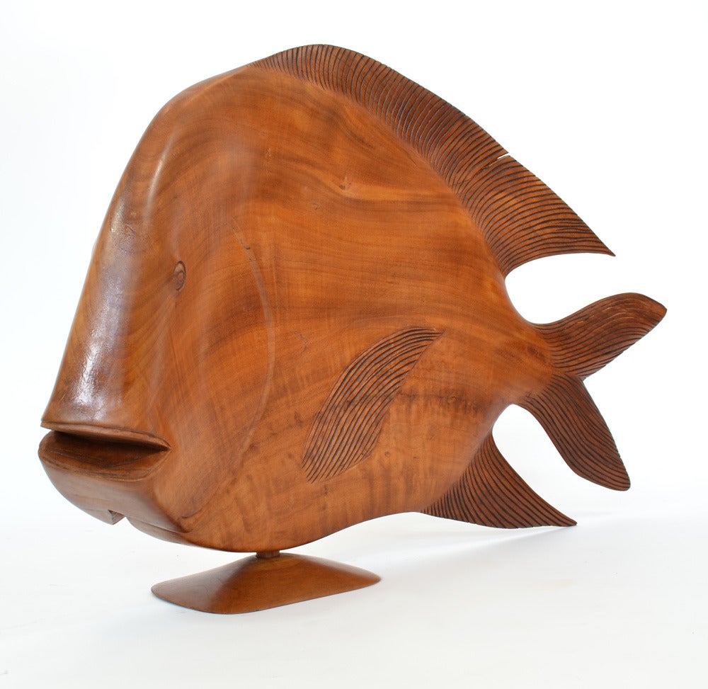 Large Carved Wood Fish Sculpture Midcentury, Brazil