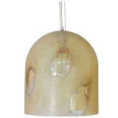 Hanging Dome Light Fixture by Alfredo Barbini in Scavo Glass