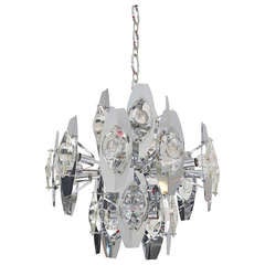 Italian Chandelier in Chrome and Optic Glass