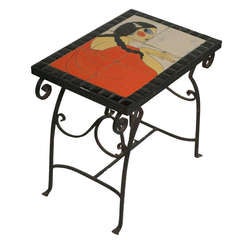 Art Deco California Tile Occasional End Table, Catalina 4