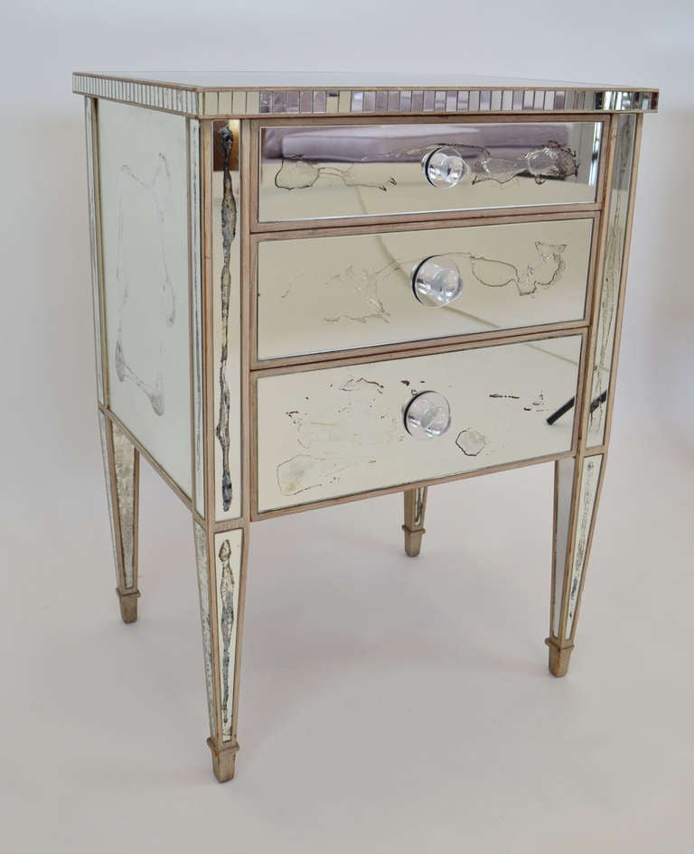 Hollywood Regency French 1940's Mirrored Night Stands