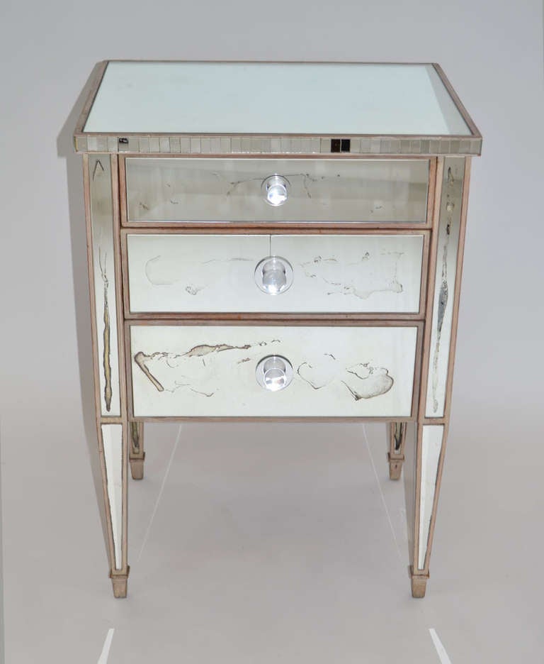 Mid-20th Century French 1940's Mirrored Night Stands
