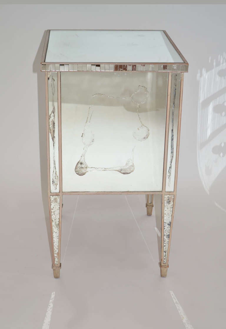 Wood French 1940's Mirrored Night Stands